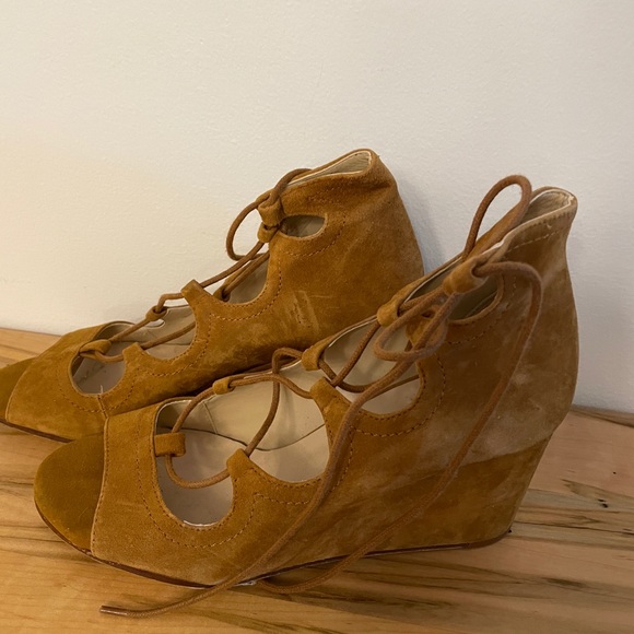 Zara suede lace up wedge sandals 38 - Picture 4 of 7